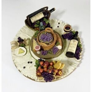 Retired Yankee Candle‎ Holder Tray Tealight Top Grapes Wine Apples Picnic Cheese